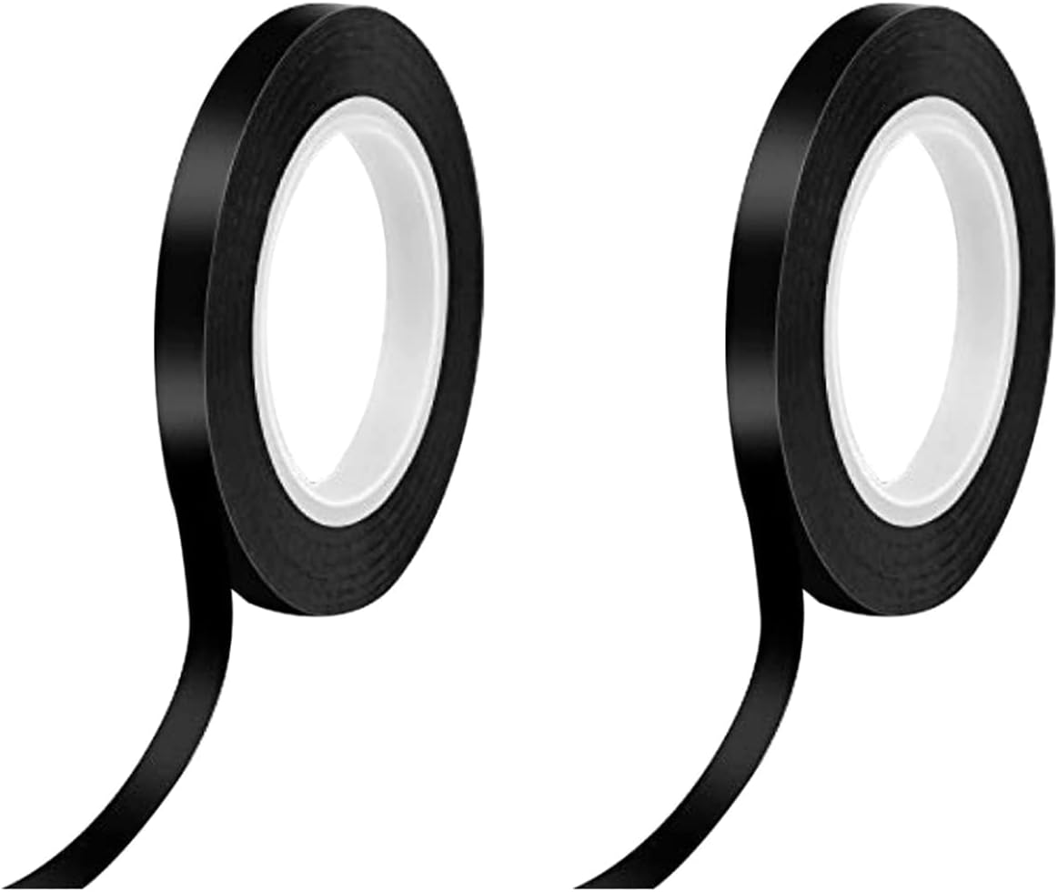2 Pcs Whiteboard Tape Grid Marking Tape, White Board Tape Lines for Gridding, Marking & Crafting - Self-Adhesive PET Material for School, Office & Home Use (Black, 3mm x 50m)