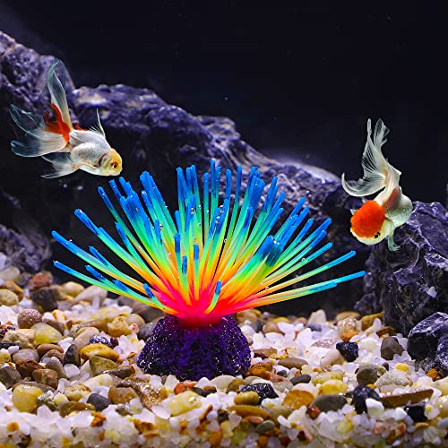 VOCOSTE Silicone Glowing Aquarium Anemone, for Fish Tank Decoration Blue, 12x12x7.5cm - Image 2