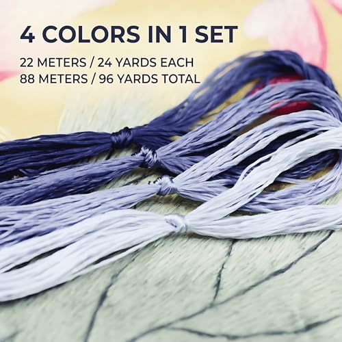 Image of 4 Skeins Mulberry Silk Floss Embroidery Thread Floss-Cross Stitch Threads China Silk Woven Jewelry Threads DIY Sewing Kits (18)