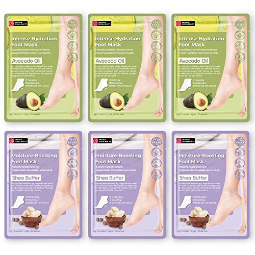 Original Derma Beauty Foot Mask 6 Pairs Moisture-Boosting Shea Butter + Intense Hydration Avocado Moisturizing Foot Mask Body Exfoliator (Assort #2) Callus Remover Foot Bath Pedicure Supplies Beauty & Personal Care #TOP5