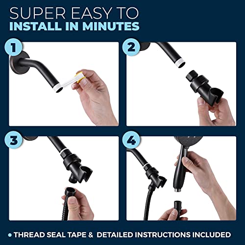 All Metal 3-Spray Handheld Shower Head With Long Hose And Brass Holder - Oil Rubbed Bronze - Showerhead With Handheld Sprayer - Wide, Massage, And Mist Sprays - 2.5 Gpm Multi-Function Shower Sprayer #TOP6