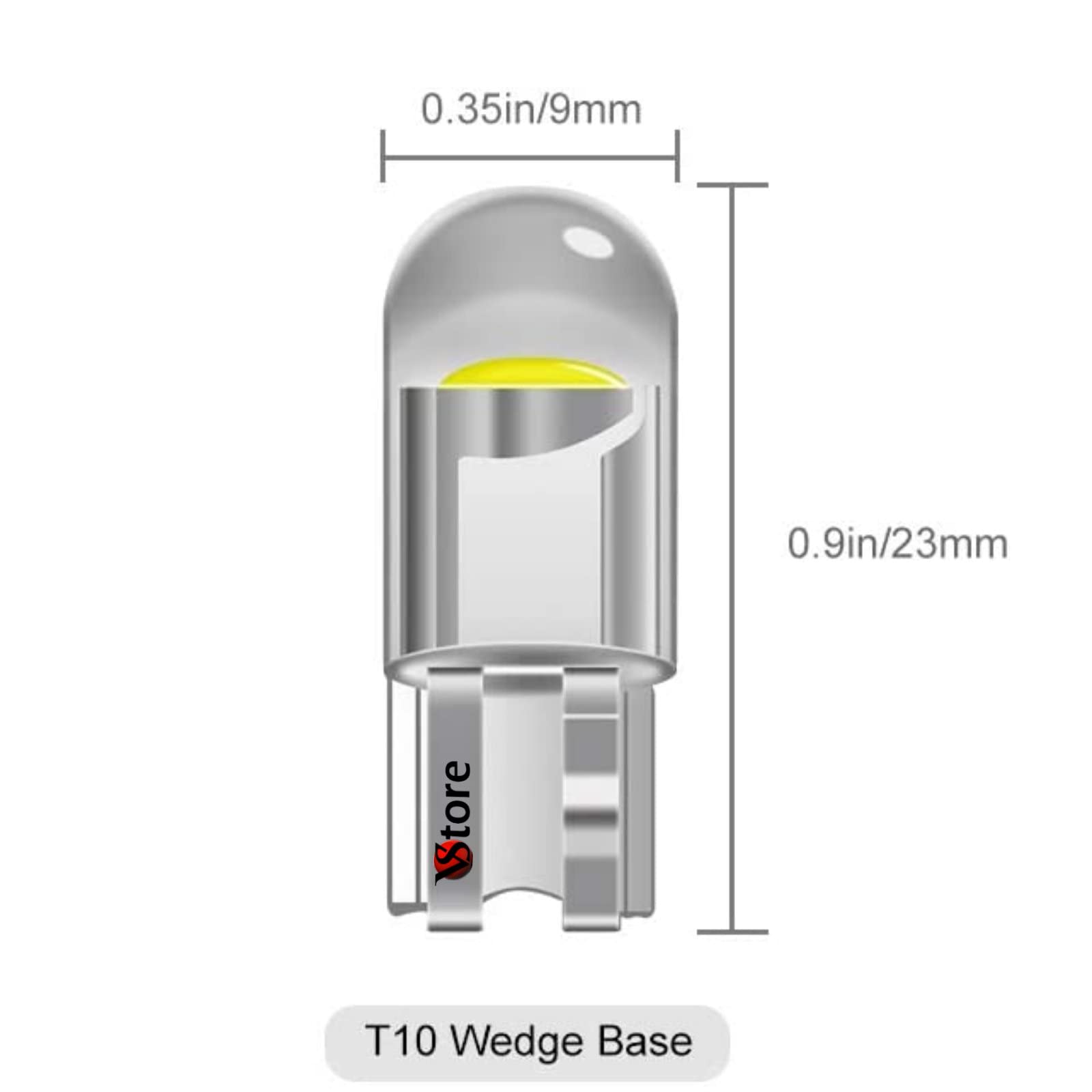 VS Lampadina trasparente T10 W5W 501 LED 194168 Lampadine, 10 pezzi Bianco freddo 6000K 12V per luci di posizione auto, luce interna, cruscotto, targa, lampadine bagagliaio