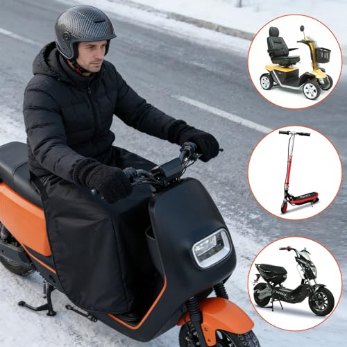 WEXFFU Beinschutz Roller, Regenschutz Beine Motorroller, Universsal Beinschutz Motorroller, beinschutzdecke Scooter Winter, PU Rollerdecke Wasserdicht, Wind und Kälte und Regenschutz, Schwarz
