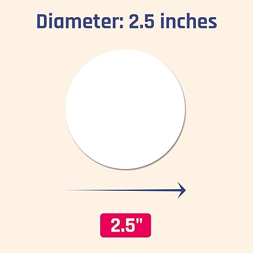 Miniatura 5 de Etiqueta adhesiva redonda blanca mate de 2.5 pulgadas, impresión láserinyección de tinta, tamaño carta, 30 hojas