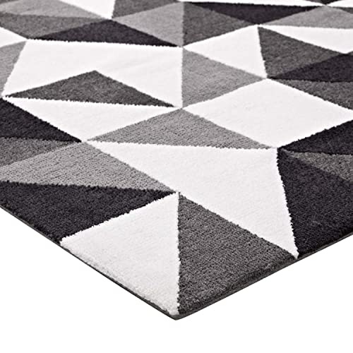 Modway Kahula Geometric Triangle Mosaic 8X10 Area Rug In Black, Gray And White #TOP4
