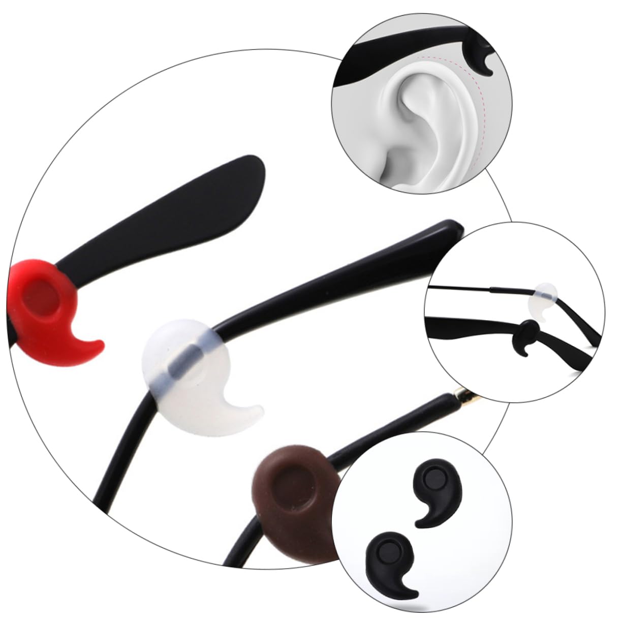 ARTIBETTER Glass Ear Grip Retainer 20 Pairs Silicone Anti-slip Holder for Glasses Glasses Hooks Ear Grips for Daily Use