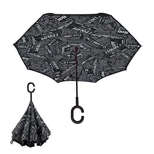 Biback Paraguas invertido, Paraguas a Prueba de Viento, Paraguas al revés, Paraguas para Mujeres con protección UV, Paraguas al revés con Mango en Forma de C