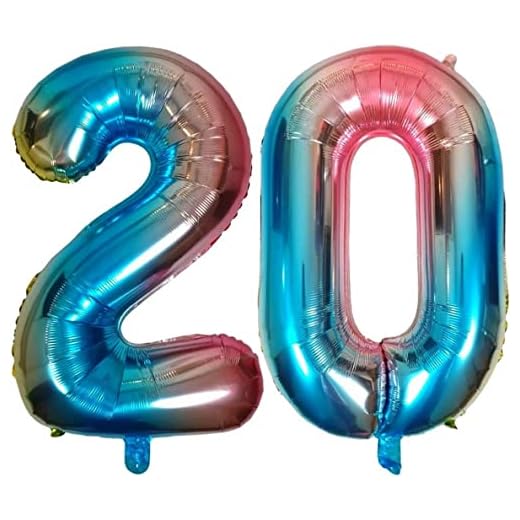 DIWULI Globos de Cumpleaños 20 Años Azul Arcoiris XL - Globos Cumpleaños 20 Años Decoracion Globo Numero 20, Globo 20 Años Cumpleaños Globos Numeros Globos Grande Fiesta Decoración Niño Niña Boda