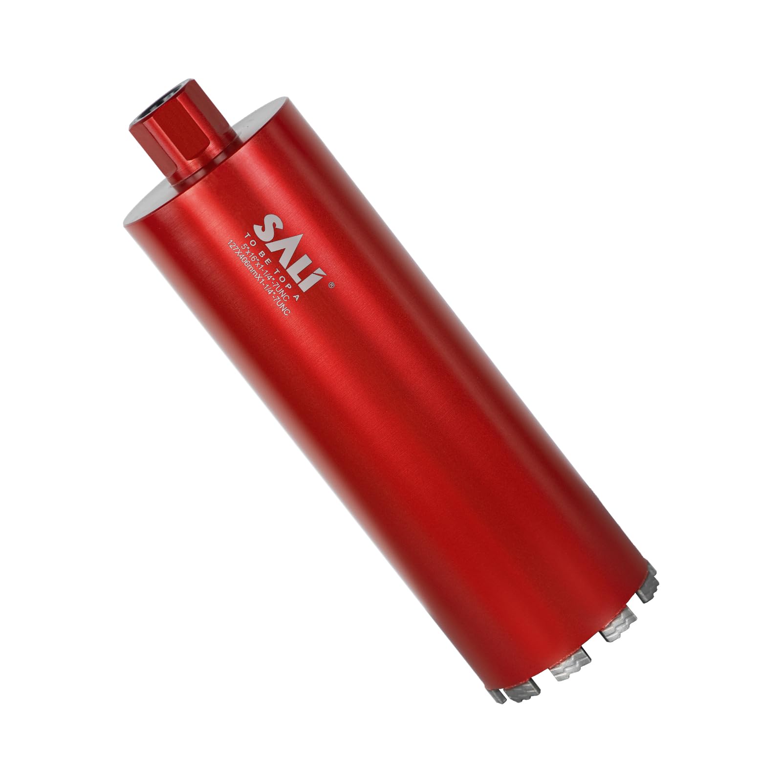 SALI Wet Diamond Core Drill Bits 5" (127mm) Diameter, 15" (380mm) Drilling Depth, Turbo Laser-Welded Segments(Wavy Teeth) with 1-1/4"-7 Thread Core