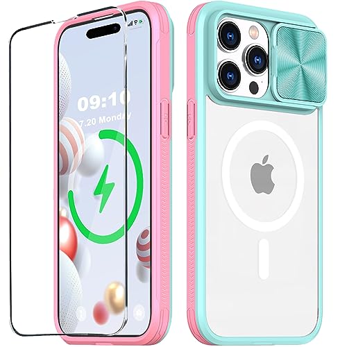 Coque transparente iPhone 15 Pro MagSafe avec protège-caméra coulissant