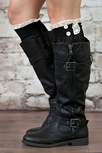 Image of The Original Button Boot Socks with Lace Trim Boutique Socks