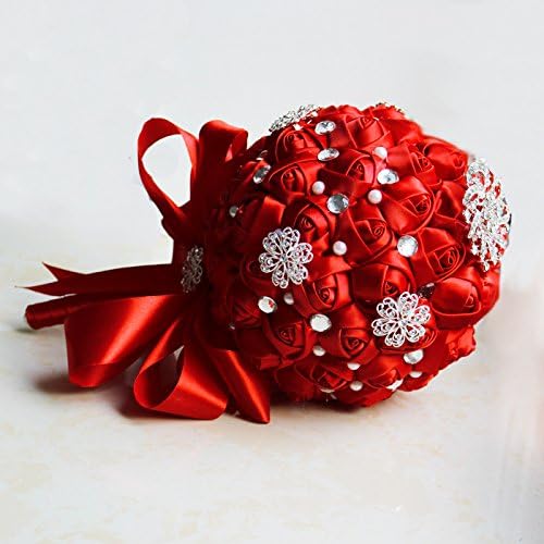 WHOOPS The New Ribbon Holding Flowers Upscale Diamond Brooch Photographed Studio Props Bride Holding Bouquet Red.