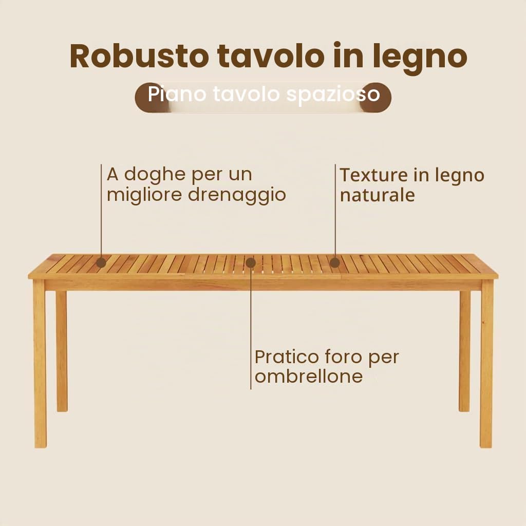vidaXL Set da Pranzo per Giardino 9 pcs Marrone, Set da esterno in acacia, arredo giardino rustico, tavolo e sedie per terrazzo e feste in giardino