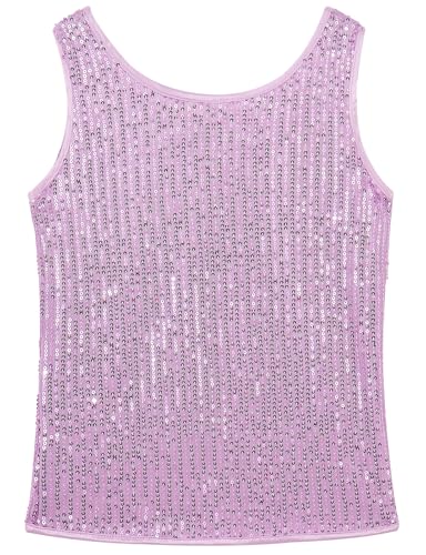 Image of Noomelfish Girls Sequin Tank Tops Sparkly Glitter Dance Sleeveless Shirt (5-12 Years)