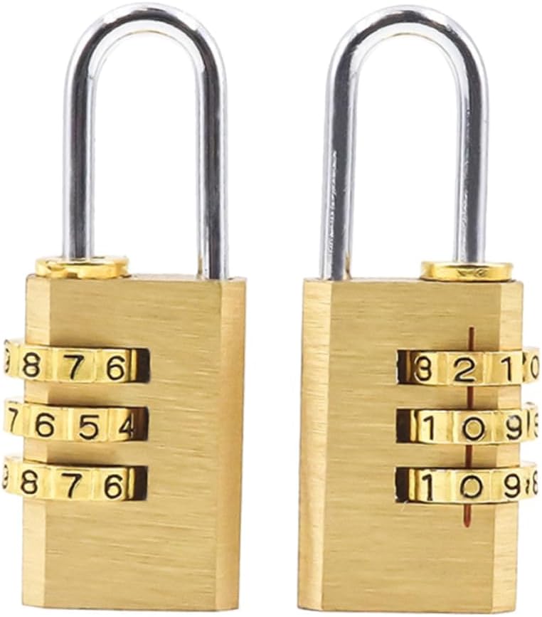 4pcs Zinc Alloy Combination Lock for Travel Luggage and Cabinets Digital Padlock Dial Password System for Suitcase Backpack and Security Brass Color