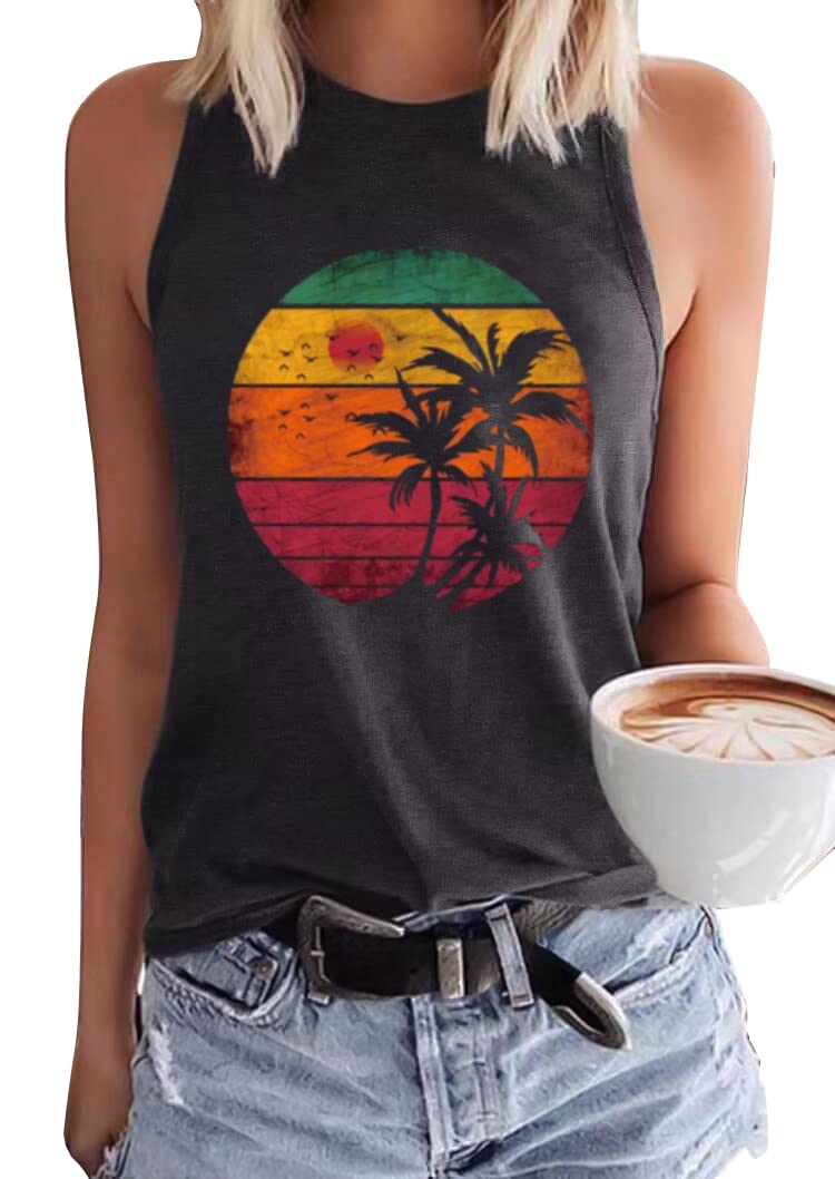 Oriental Pearl Womens Tank Tops Beach Graphic Tank Tops Summer Casual Loose Tanks Vest Country Music Vacation Tank Cami