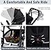 Baby Stroller, 2-in-1 Reversible Toddler Seat with Lie-Flat Mode, Foldable Infant Stroller with Canopy, One Button Brake, Adjustable Handle, Newborn Pushchair (Black B)