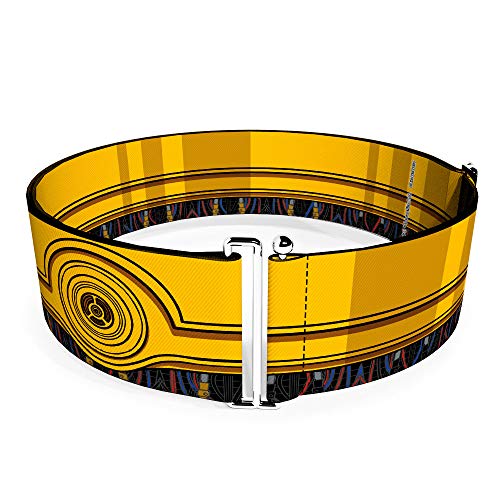 Star Wars Belt, Cinch Belt Star Wars C3PO Wires Bounding Yellows Black Multi Color, 3.0 Inch Wide, Adjustable
