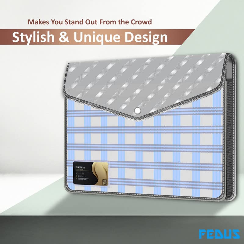 Image of FEDUS Documents Holder Envelope Folder, Stylist Printed File Storage Bag with Snap Button Transparent Plastic File for documents Certificate File Document Folder for Certificate Black
