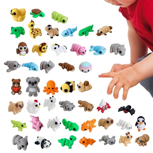 Figuras Mini De Animales - Juego De 40 Piezas De Pequeños Animales Articulados Decorativos | Figuras Flexibles Con Juntas Móviles Impresas En 3D Para Adultos Y Niñas Decoración Del Hogar Regalos De