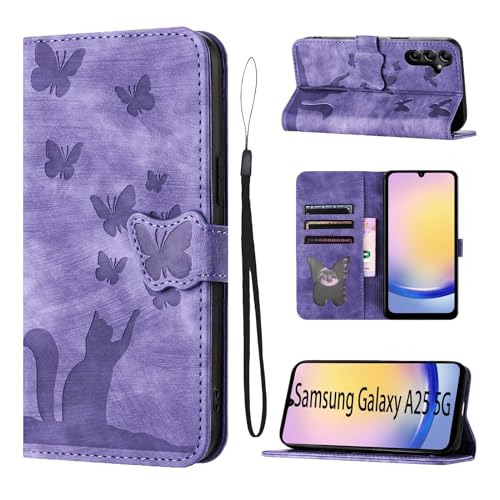 LSPCASA Coque pour Samsung Galaxy A25 5G 6.5 Pouces Housse en Cuir PU Premium Porte Cartes Etui Pochette de Portefeuille avec Fonction Support Flip Case pour...
