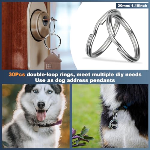 HUSAIHU 30Pcs Key Ring Hoops (30mm), Round Silver Key Rings, Stainless Steel Split Rings - Image 4