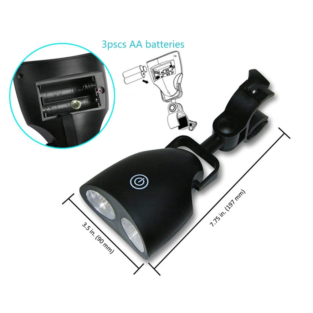 Luz LED para parrilla de barbacoa, rotación de 180°/360°, 10 luces LED superbrillantes, resistente al calor, impermeable, 100 lm, montaje en mango, control táctil sensible a la luz