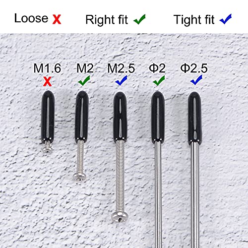 TA-VIGOR 50Pcs Rubber End Caps, 2mm ID Round Flexible Screw End Caps Thread Protectors - Image 4
