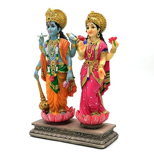 alikiki Hindu God Lakshmi Narayan Statue - 8.8” H Laxmi Narayan Sculpture Indian Diwali Pooja Item Murti Gifts for Indian Couple Friends Family Diwali Gifts Home Office Mandir Temple Puja Decor