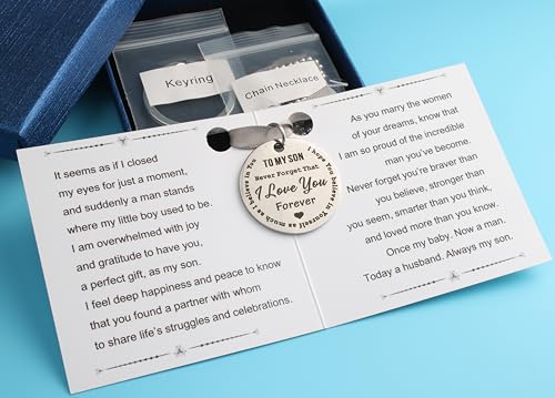 QqzsJewls To My Son on Your Wedding Day Gifts, Groom Gifts from Mom to Son, Jewelry Box with Meaningful Card2
