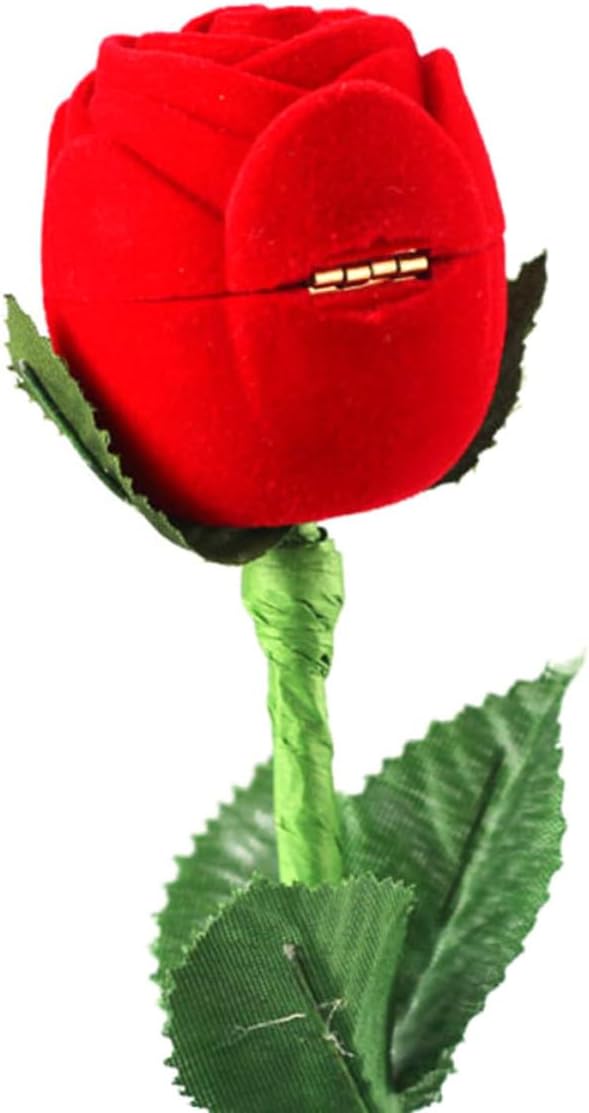 BESPORTBLE Rose Ring Box Novelty Romantic Red Flower Shaped Case image 4