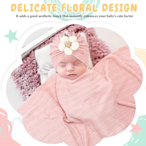 Image of Breling Baby Girl Blankets Newborn Set Newborn Receiving Blanket Baby Flower Headbands 3 Pieces Newborn Accessories Set for Newborn Infant Toddler Kids