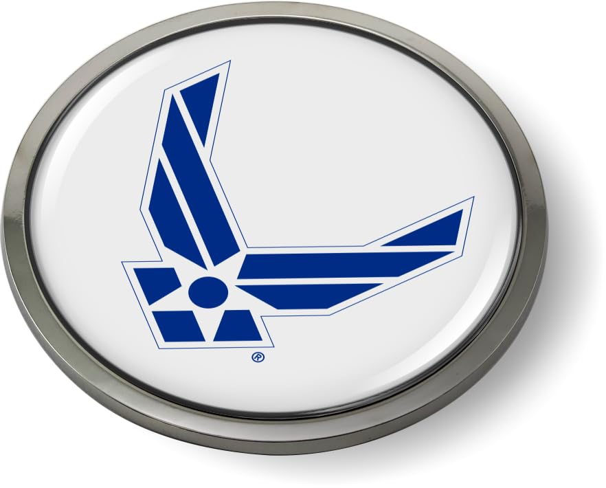 Image of BestLicensePlateFrames - U.S. AIR Force Symbol 3D Domed CAR Emblem Badge Sticker Chrome Metal Bezel - Official USAF and USSF Licensed Product