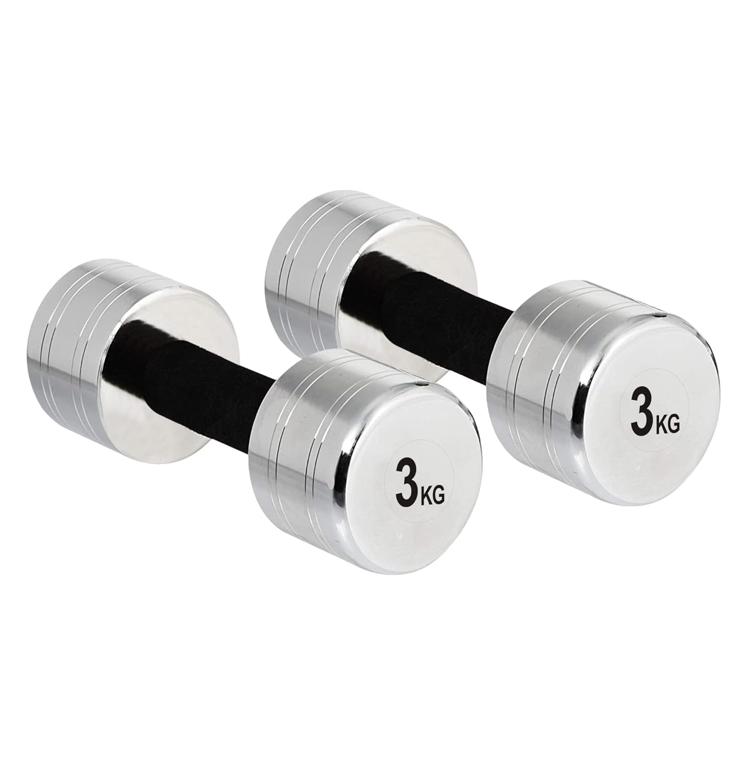 Amazon Brand - Symactive Chrome Plated Steel Dumbbell, Set of 2, 3 Kg