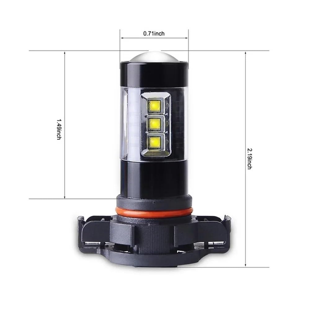 LED Oświetlenie pomocnicze LED PSX24W 5202 Światła Przeciwmgielne Samochodu | H16 Żarówka Samochodowa 80W Do Jazdy Dziennej DRL Led Reflektor Lampa(6000K Cold White)