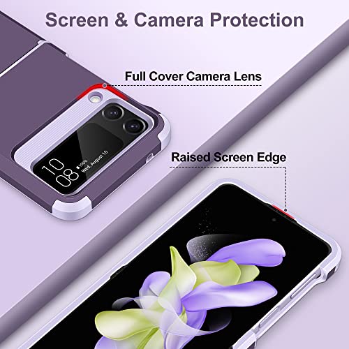 Image of SAMONPOW for Samsung Galaxy Z Flip 4 Case, Z Flip 4 Case with Upgraded Hinge Protection Dual Layer Hard PC Soft TPU Bumper Full Body Shockproof Flip 4 Phone Case for Galaxy Z Flip 4 5G (Purple)