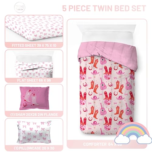 Image of Trend Collector Cowgirl Twin Comforter Set 5 Piece Kids Bedding, Pink