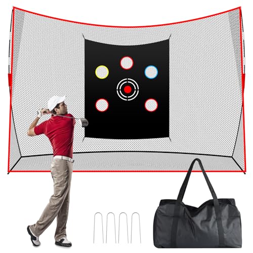 10x7ft Heavy Duty Golf Practice Net With Target Cloth - Portable Training Net for Backyard Driving Chipping Indoor Outdoor Use - Includes Carry Bag