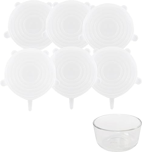 6 tapas de repuesto de silicona de 4 pulgadas para cuencos de vidrio Pyrex 7202-PC de 1 taza, natillas de vidrio de ancla, tapas de silicona para