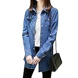 ジャケット レディース デニム シャツ Gジャン スプリングコート アウター ロング丈 無地 春 デニム カジュアル 大きいサイズ