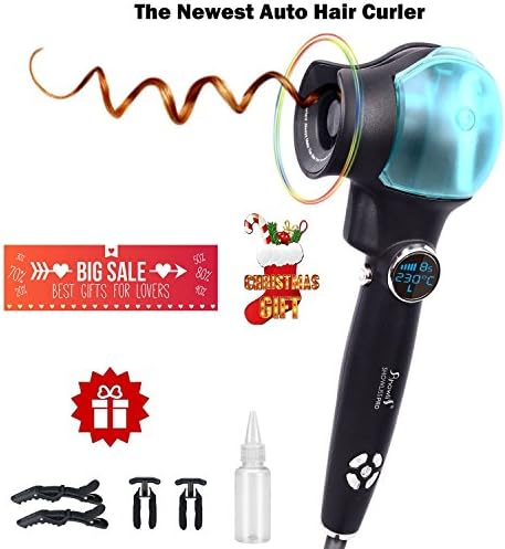 Hair Curler Spiral Automatic Curling Iron Wand | Auto Rotating Styling Steam Spray Function LCD Digital Display