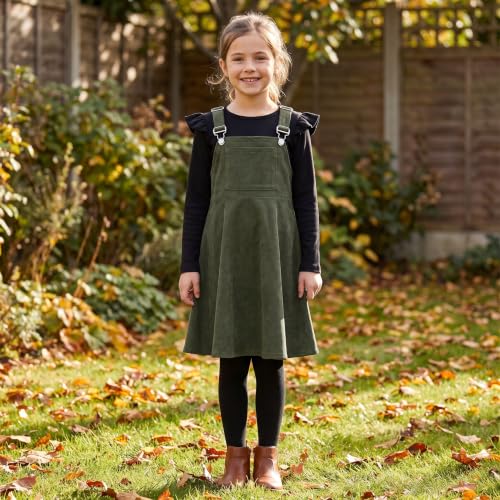 Image of HIHA Little Girls Adjustable Corduroy Pinafore Overall Dress Set Size 6-12