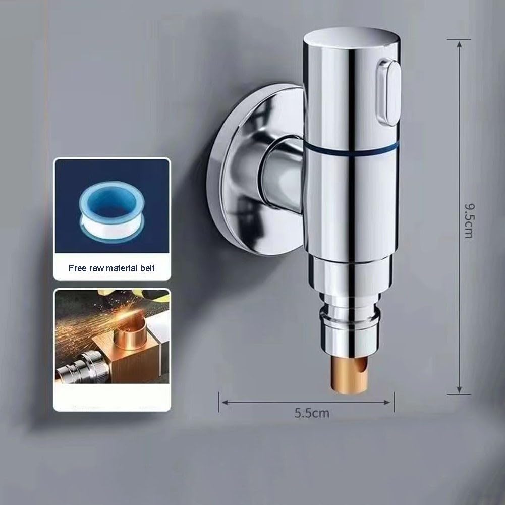 Válvula angular de acero inoxidable para lavadora, grifo de parada de agua de 1,27 cm, conector de pared de apertura rápida, color negro y gris, grifo de agua duradero para uso doméstico