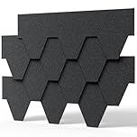 INMOZATA 18 Pieces Roof Shingles, 2.61sqm Asphalt Roof Shingles Self-Adhesive Roofing Felt Tiles for Shed Roofs, Weather Resistant Heavy Duty Roofing Tiles, Polygon Roof Tiles, Black