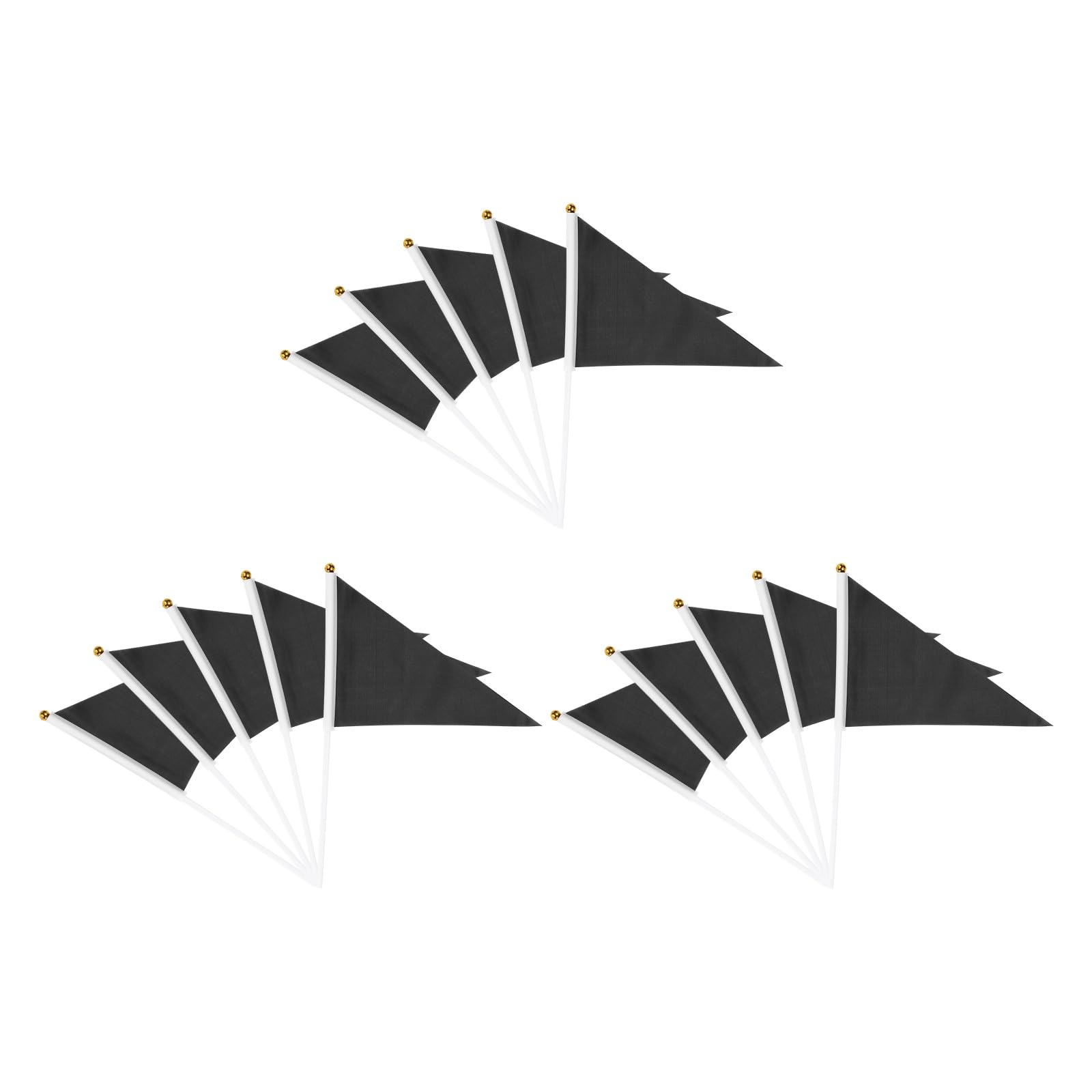 YELARXI Handheld Triangle Flag, Pennant Flags on Sticks Flags Small Mini Solid Blank Hand Held 15Pcs & Black - Fit for (DIY Graffiti/Cheerleading/Party Events Celebration) — image 1