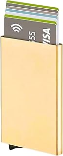 محفظة تخزين بطاقات ذكية مضادة للسرقة بتقنية تحديد الهوية بموجات الراديو من الالومنيوم بتصميم رفيع حافظة خلفية مرنة لحمل والائتمان والهوية اثناء السفر ذهبي للنساء