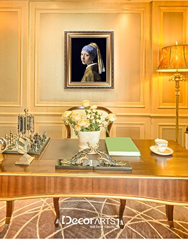 Decorarts - Girl With A Pearl Earring By Johannes Vermeer. The World Classic Art Reproductions. Giclee Print With Matching Museum Frame, 16X20, Finished Size: 22X26 #TOP1