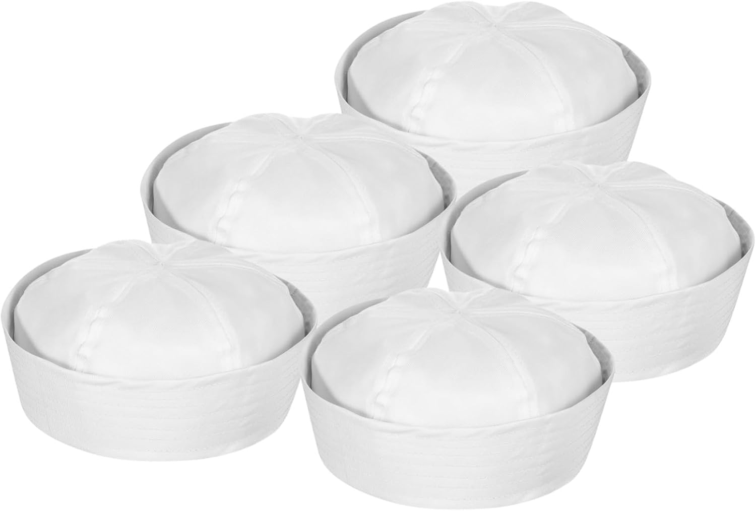 Sailor Hats Classic Nautical Captain Hat for Adults 5 Pcs White with Structured Shape, Comfortable Polyester Material, for Halloween Costume and Themed Social Events