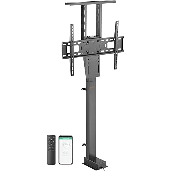 My wall HP63-2L Motorized TV Lift Stand with Remote Control Height Adjustable for 37-80 inch TV