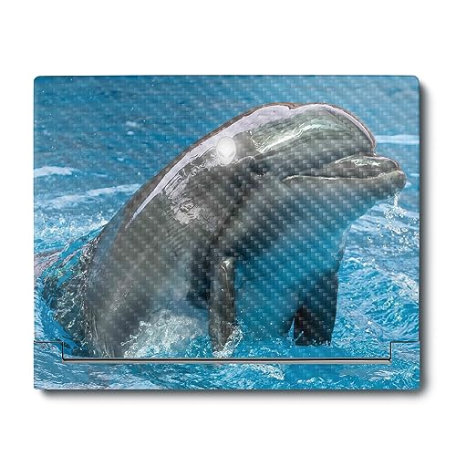 Image of MightySkins Carbon Fiber Skin Compatible with Alienware X16 R1 (2023) Full Wrap Kit - Dolphin Greeting | Protective, Durable Textured Carbon Fiber Finish | Easy to Apply | Made in The USA